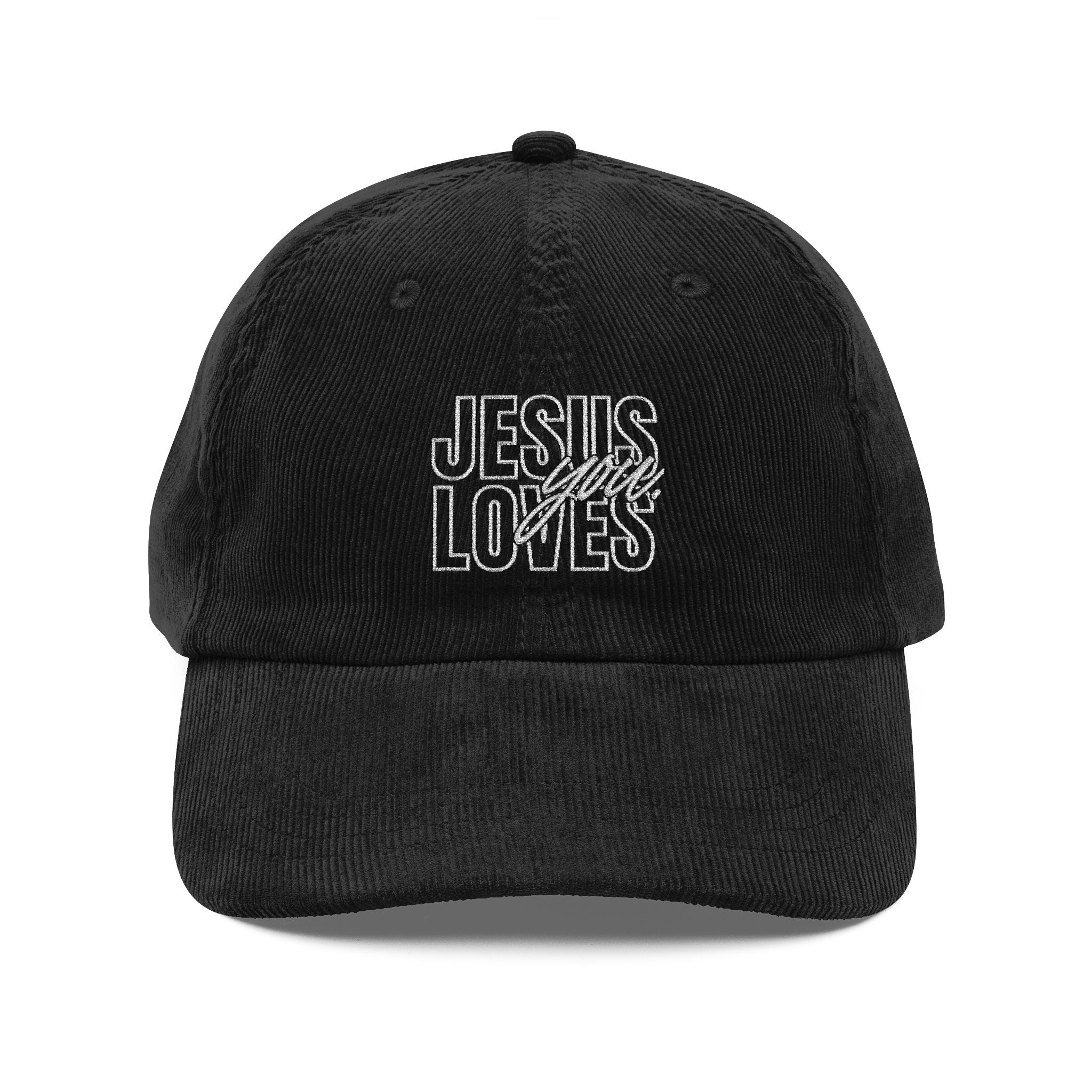 Jesus Loves You Vintage Corduroy Embroidered Cap