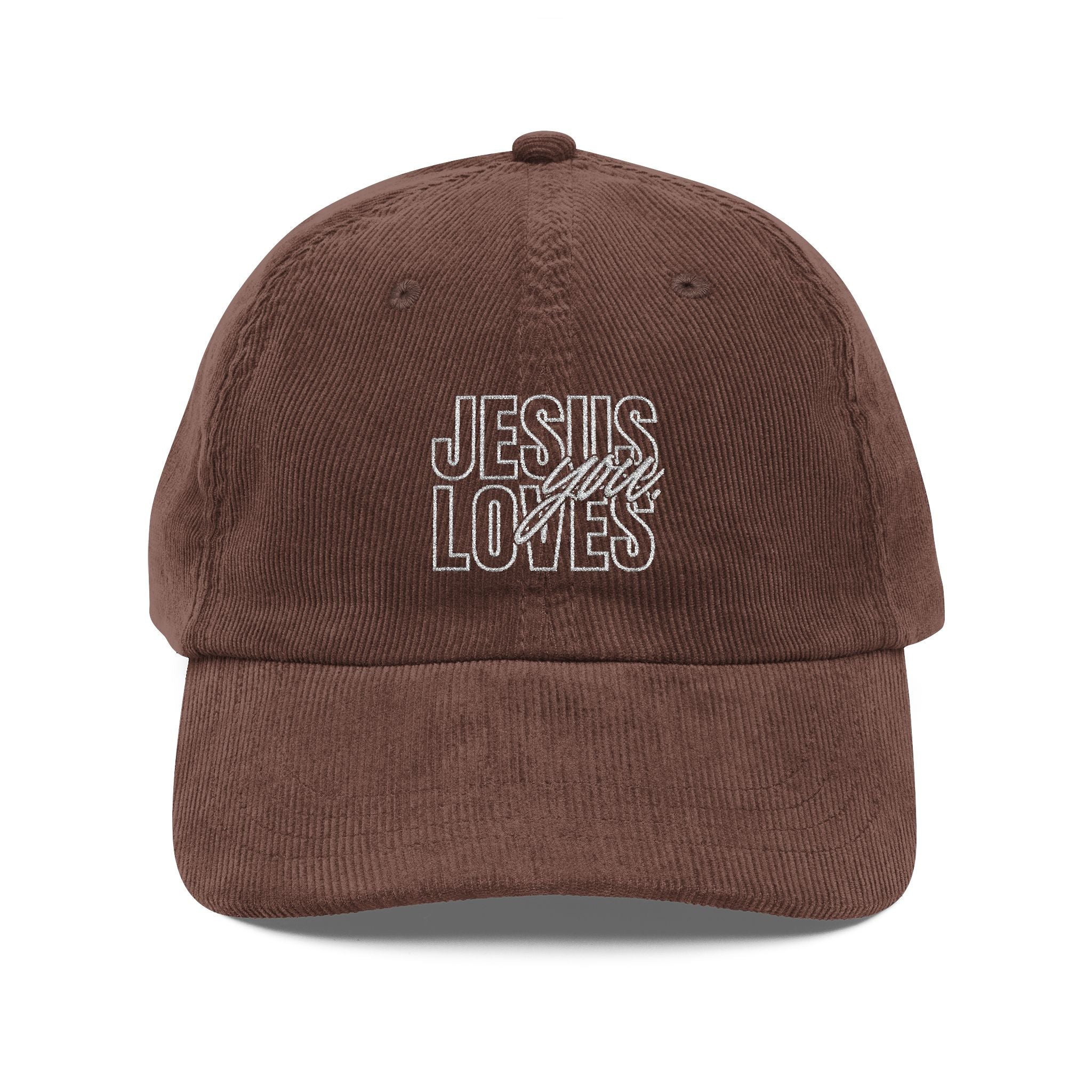 Jesus Loves You Vintage Corduroy Embroidered Cap