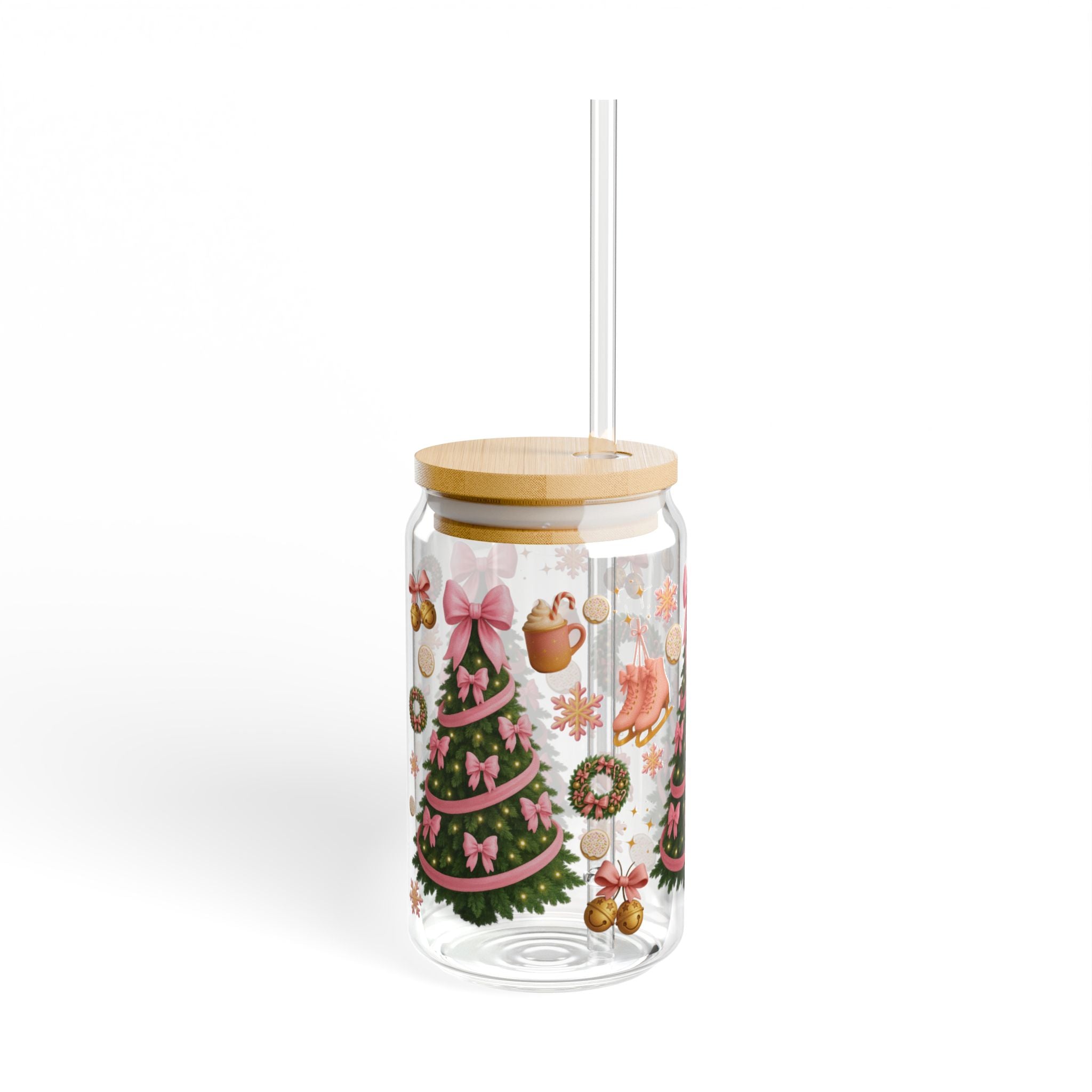 Cozy Pink Holiday Glass Can Tumbler