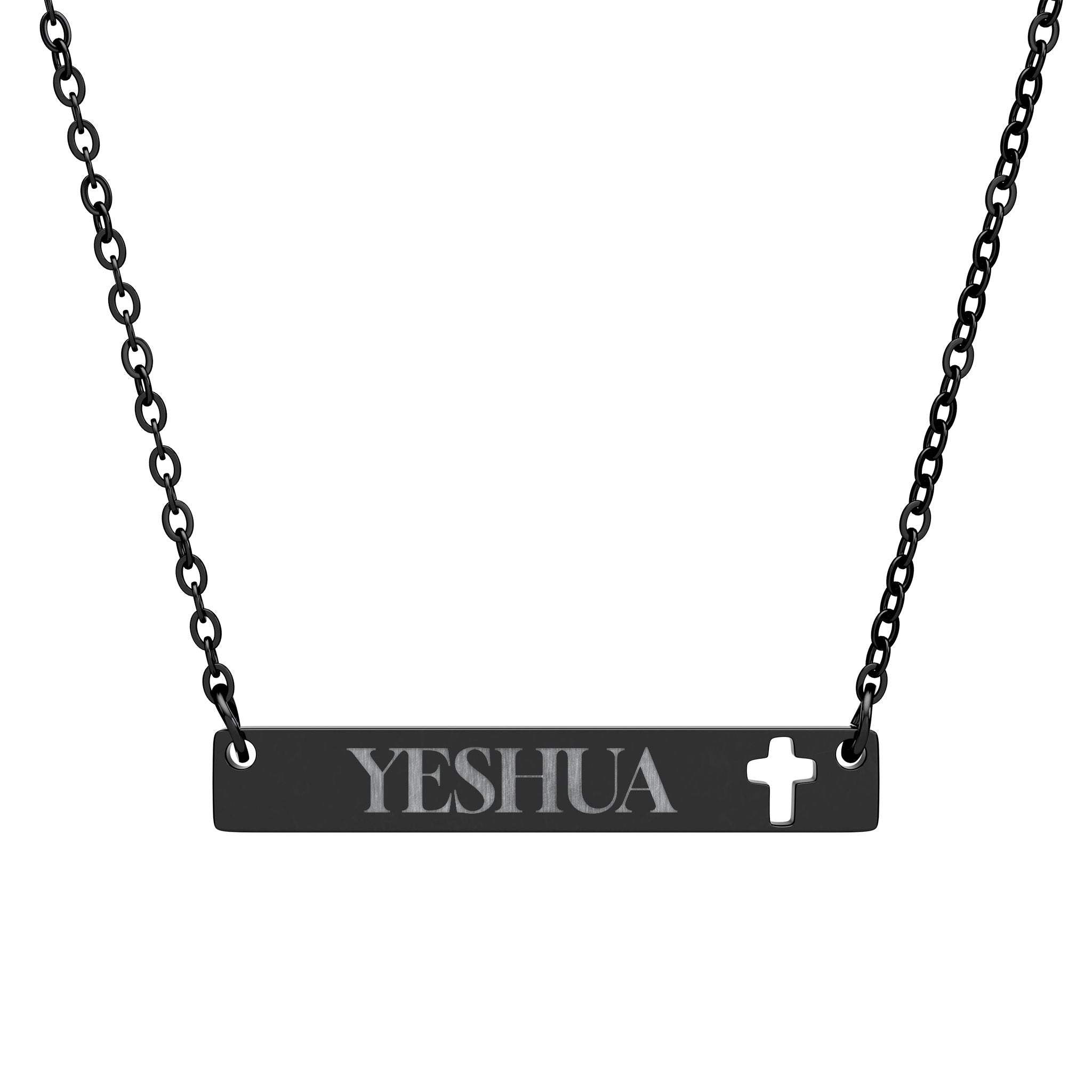 YESHUA Cutout Cross Bar Stainless Steel Necklace