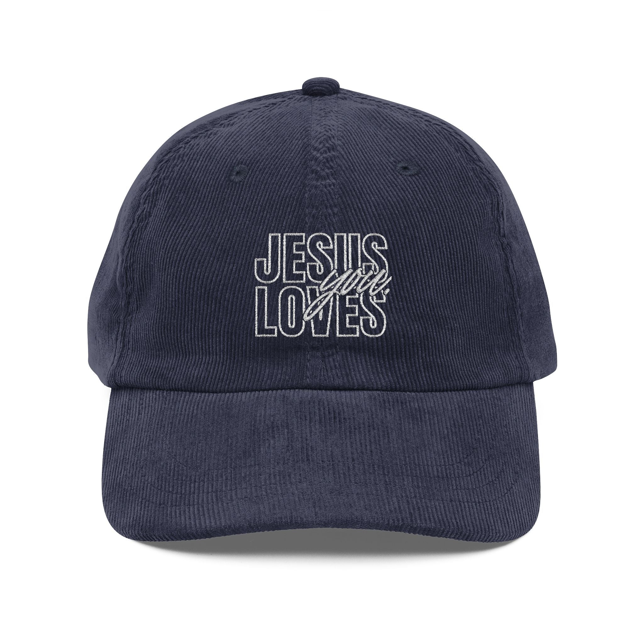 Jesus Loves You Vintage Corduroy Embroidered Cap