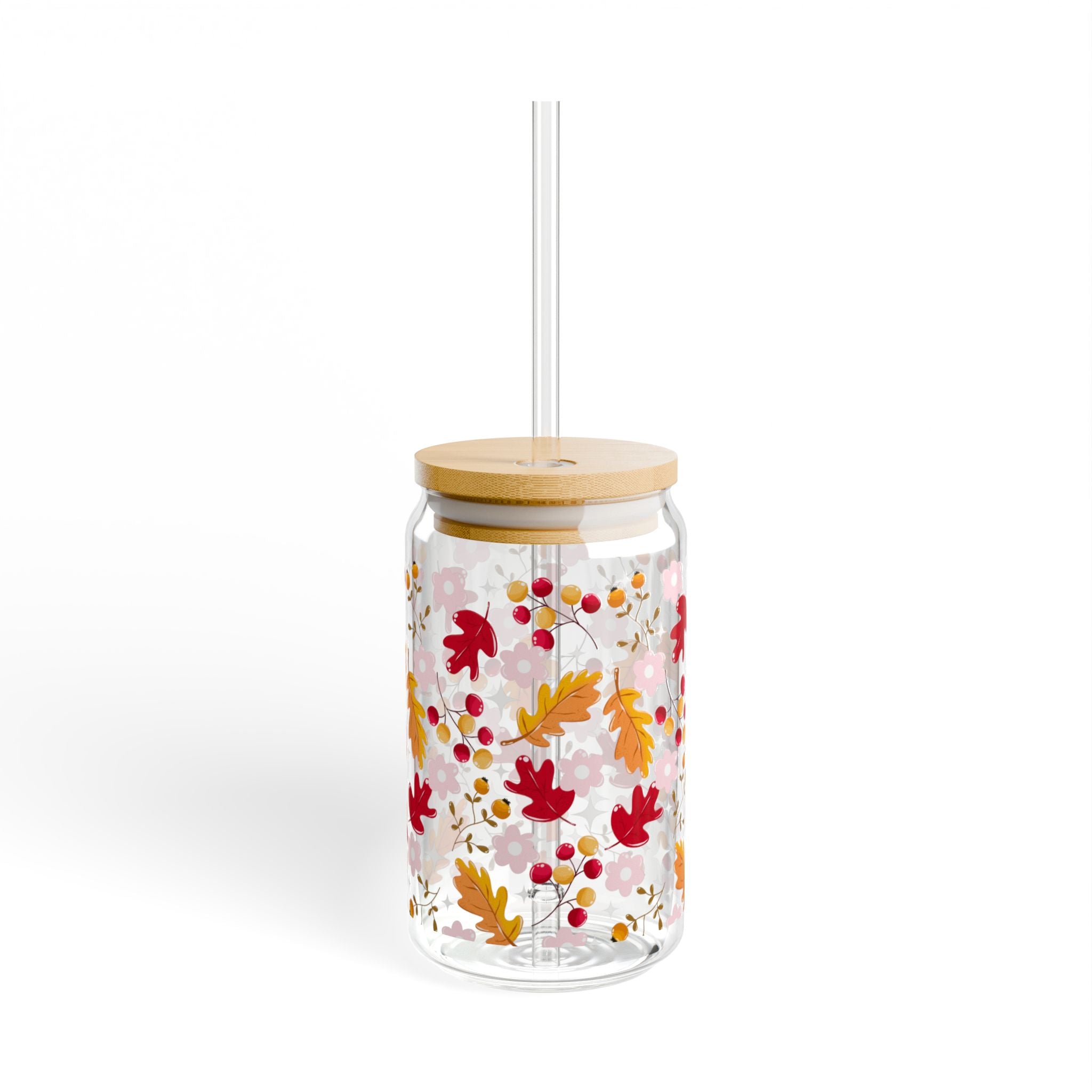 Autumn Bloom Glass Can Tumbler