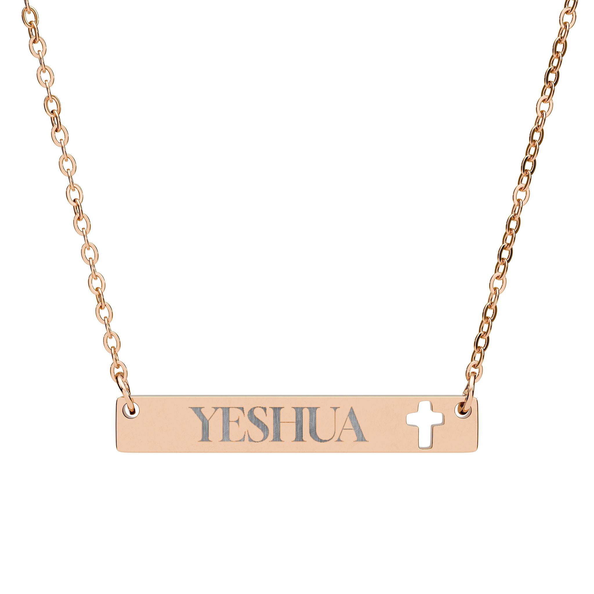 YESHUA Cutout Cross Bar Stainless Steel Necklace
