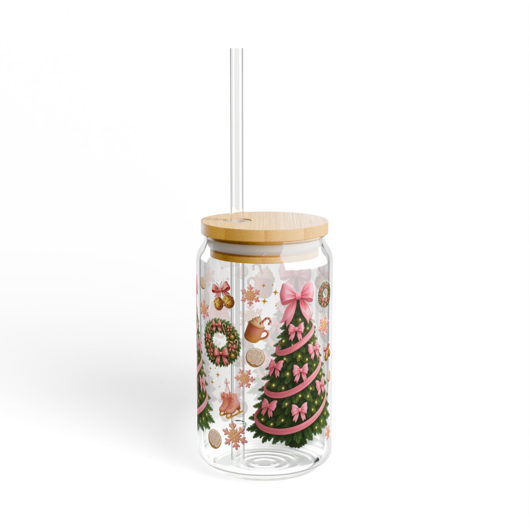 Cozy Pink Holiday Glass Can Tumbler