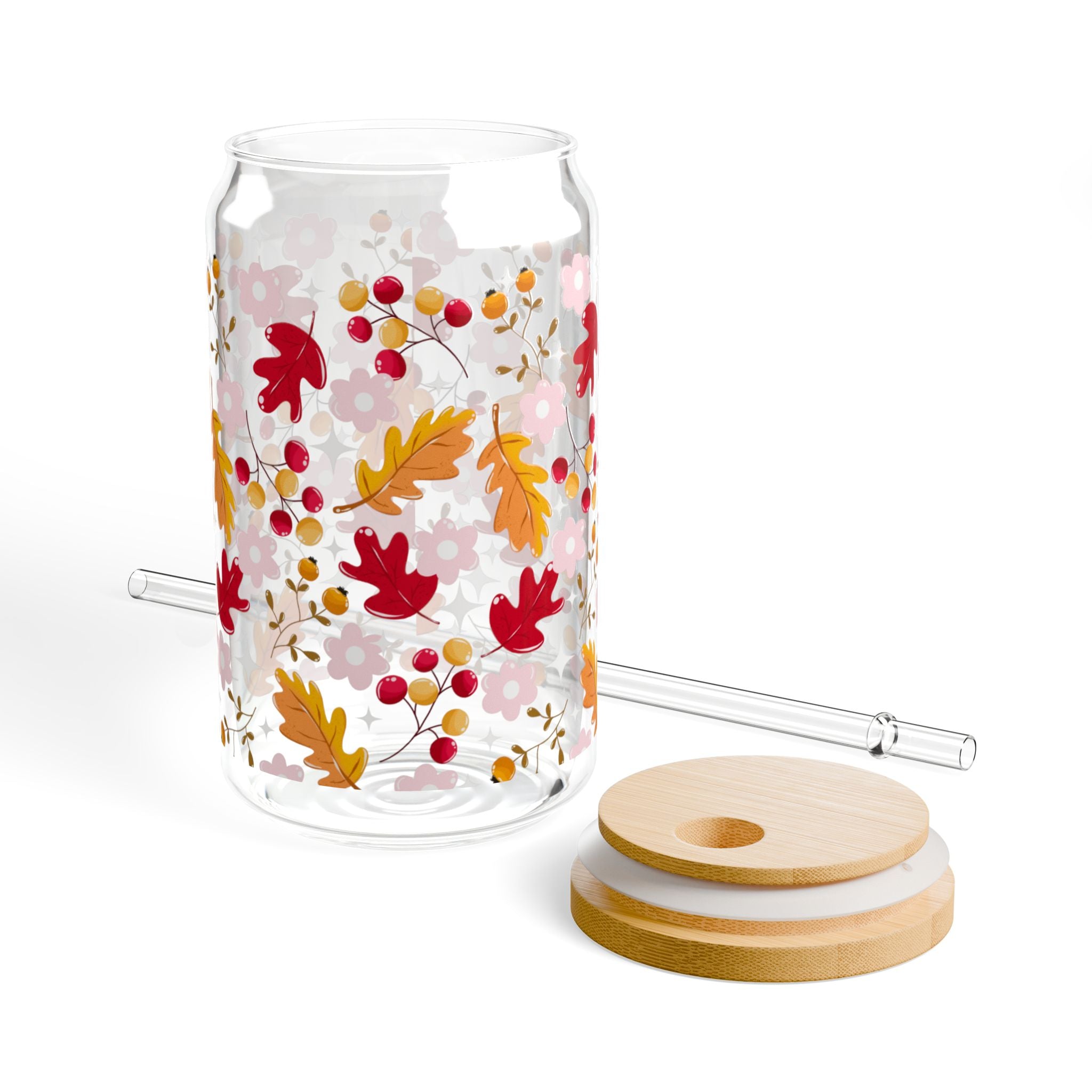 Autumn Bloom Glass Can Tumbler