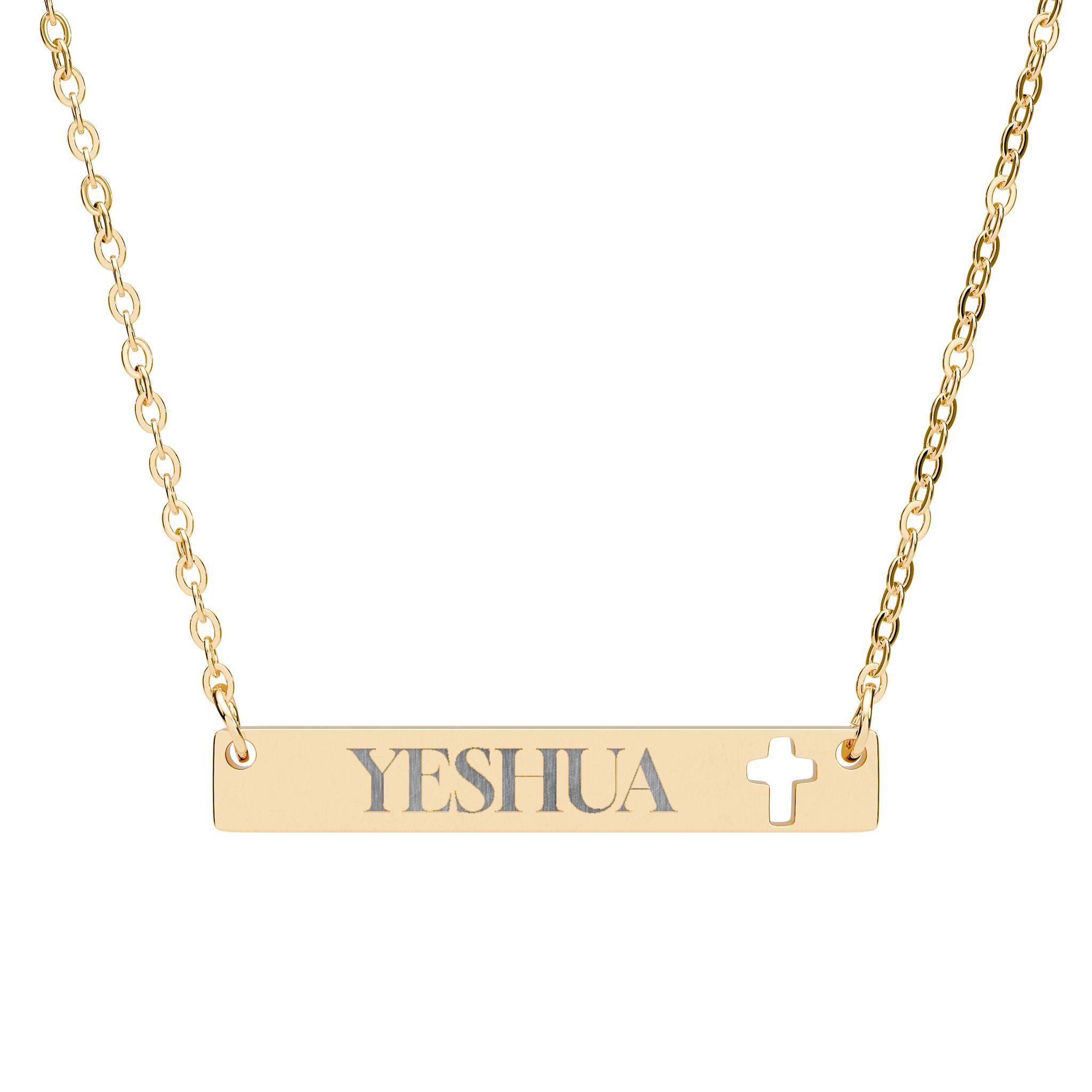 YESHUA Cutout Cross Bar Stainless Steel Necklace
