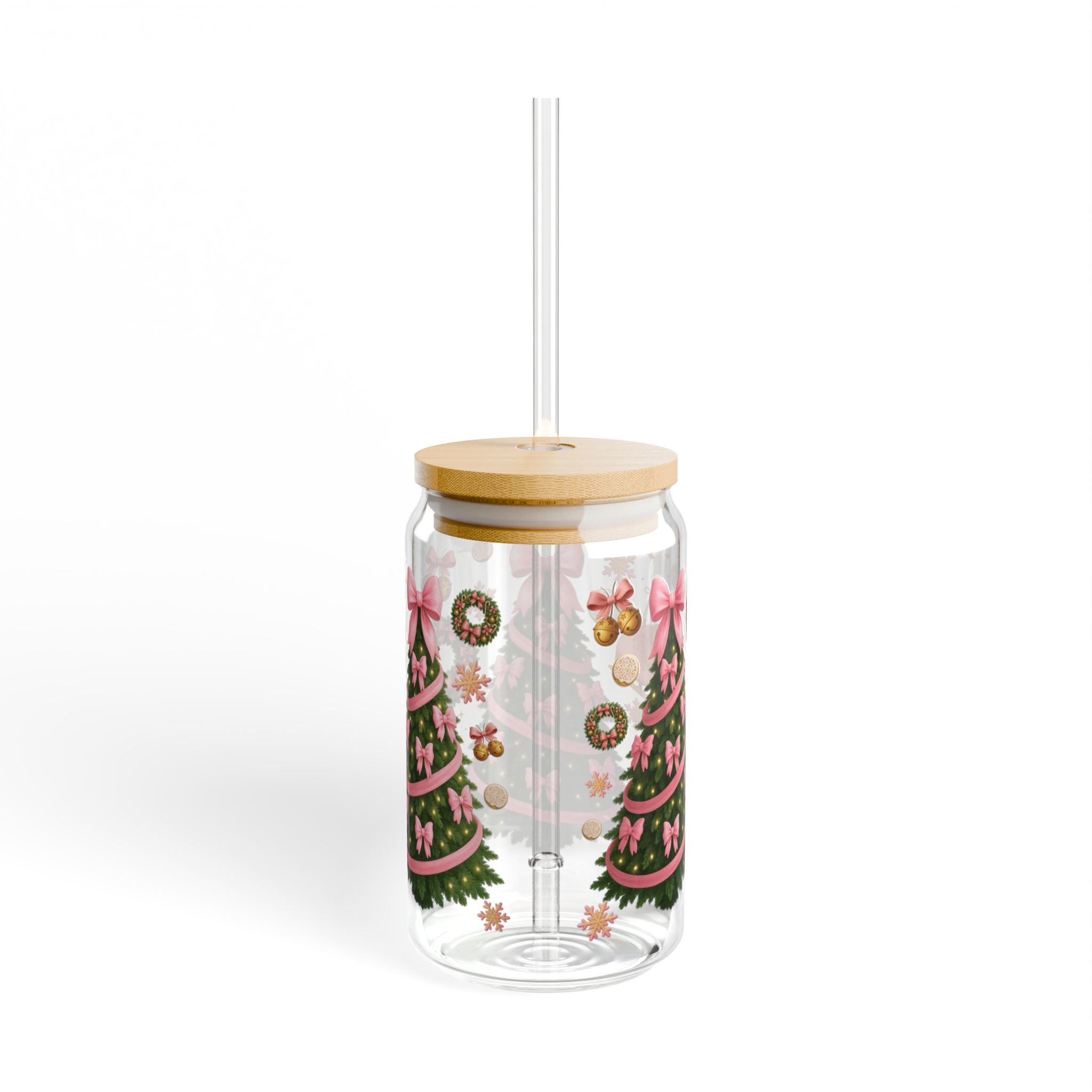 Cozy Pink Holiday Glass Can Tumbler