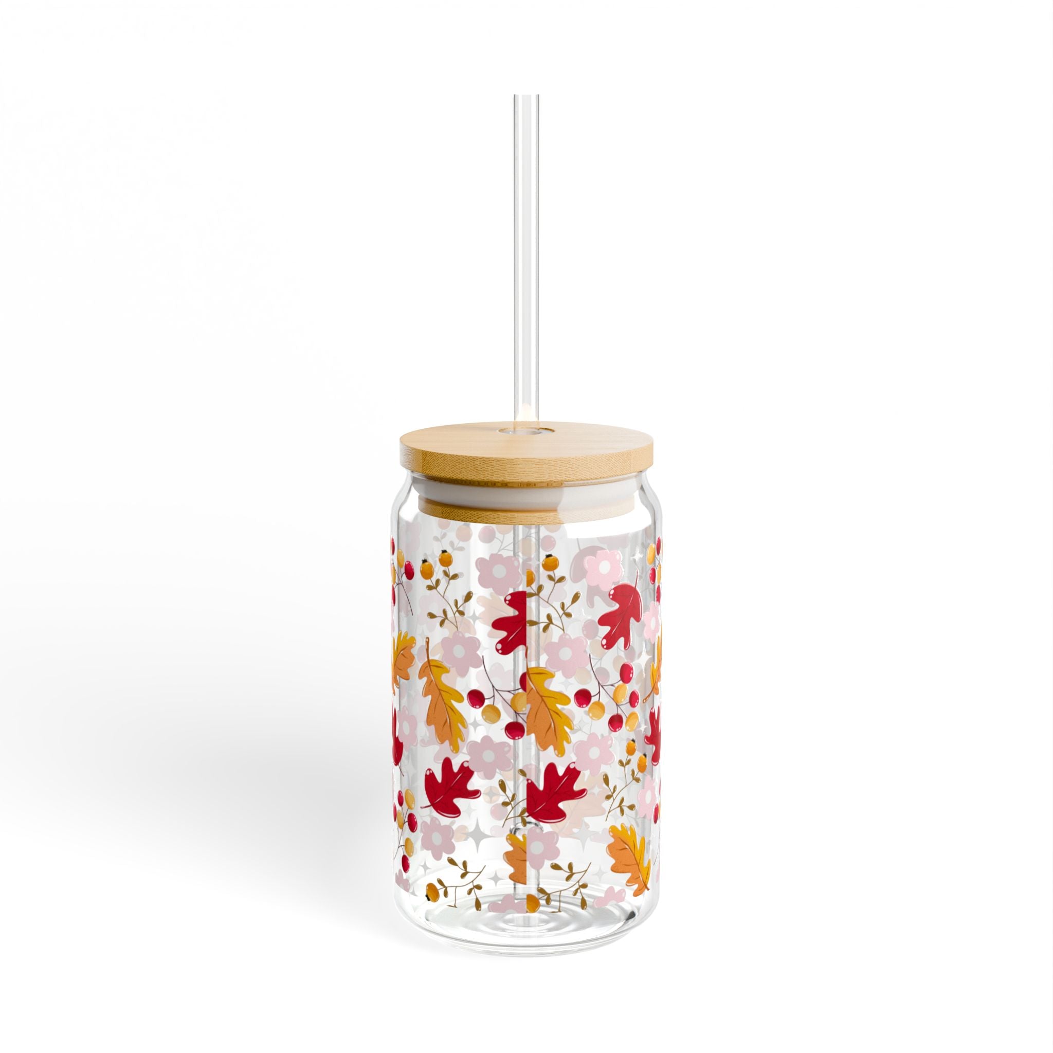 Autumn Bloom Glass Can Tumbler