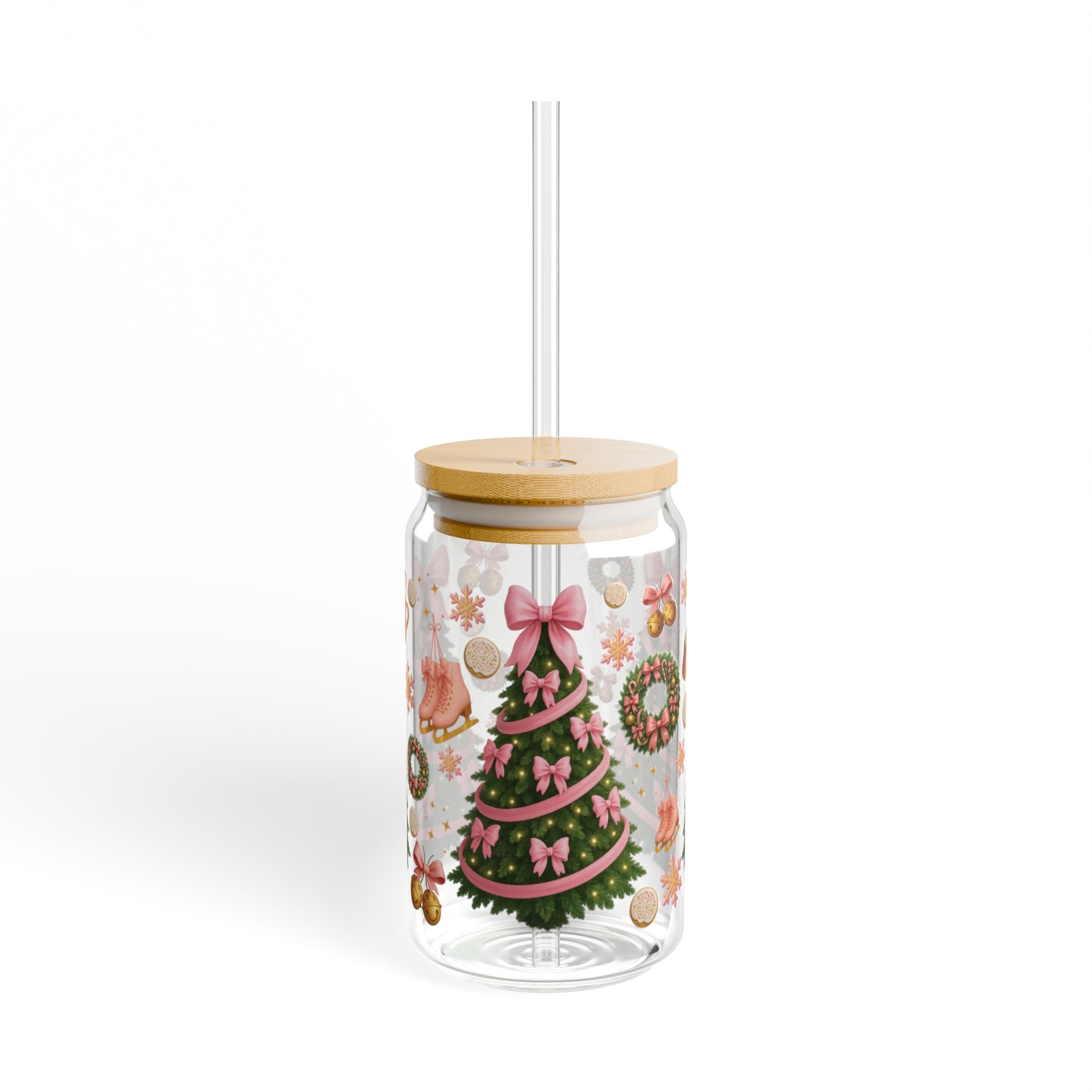 Cozy Pink Holiday Glass Can Tumbler