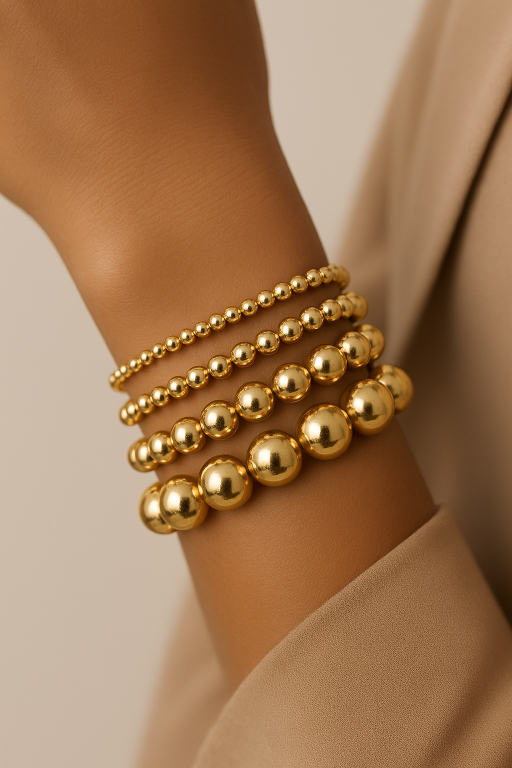 14K Gold Plated Hematite Bracelet Set | 4–10mm