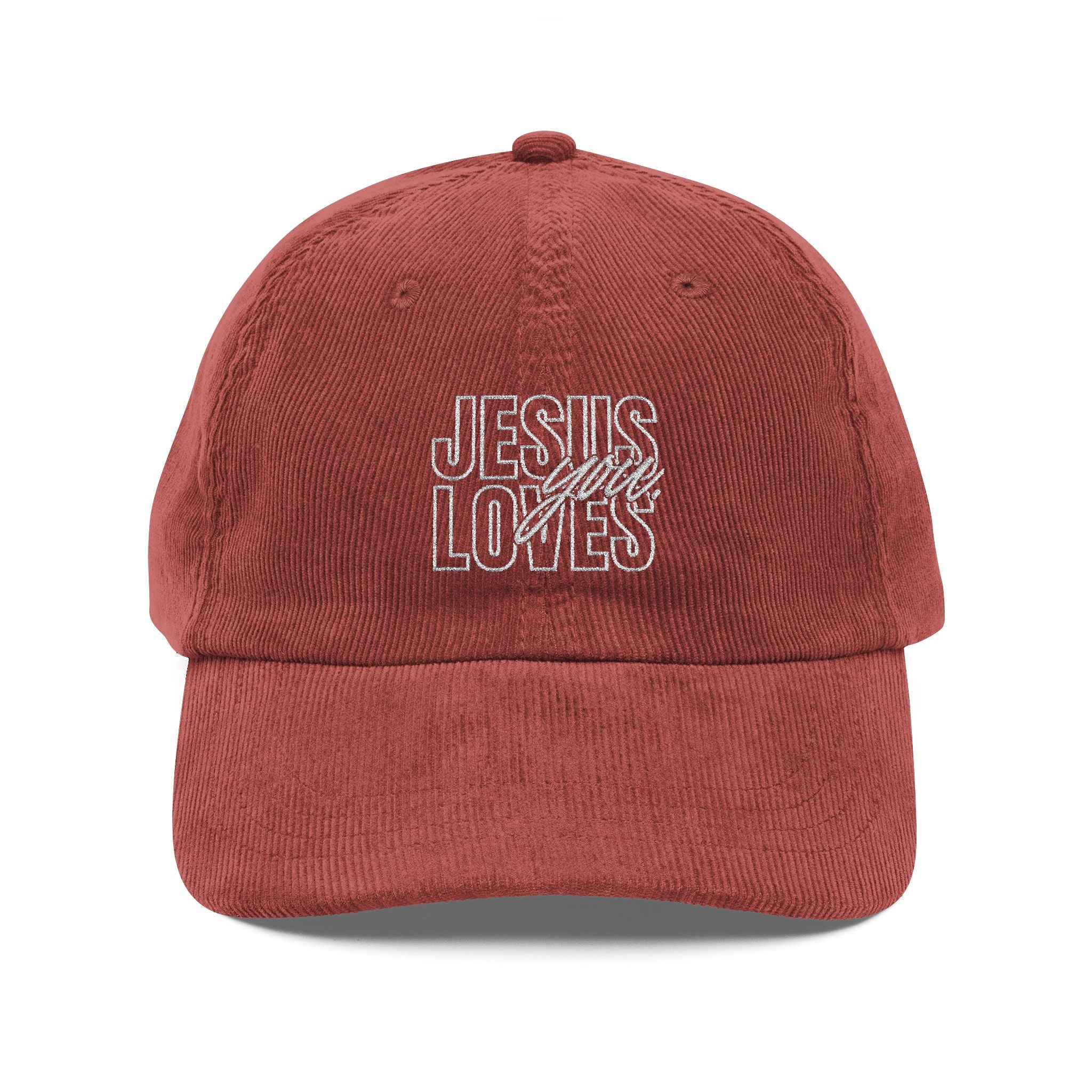 Jesus Loves You Vintage Corduroy Embroidered Cap