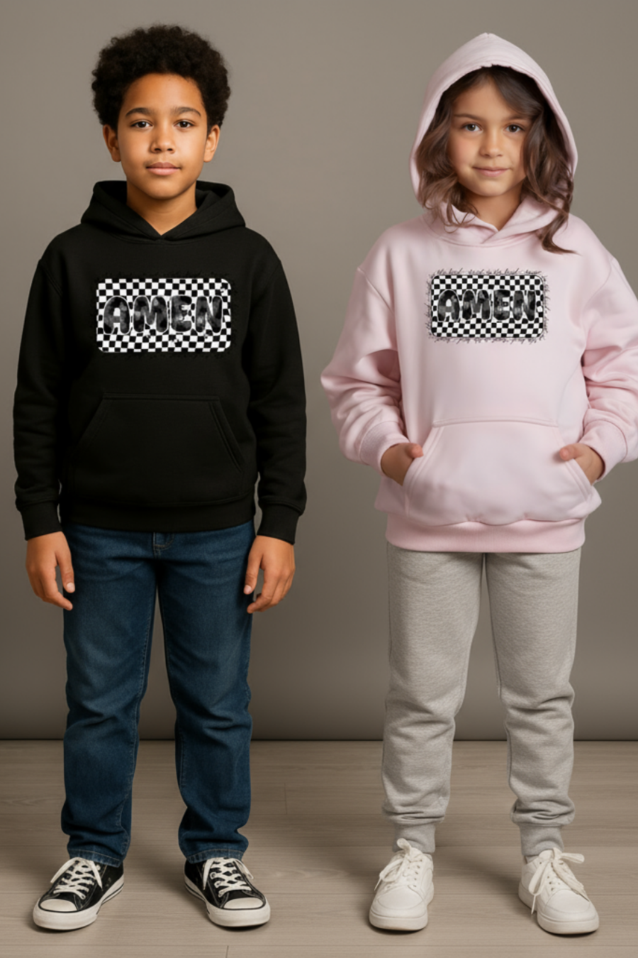 Amen Checker Youth Hoodie