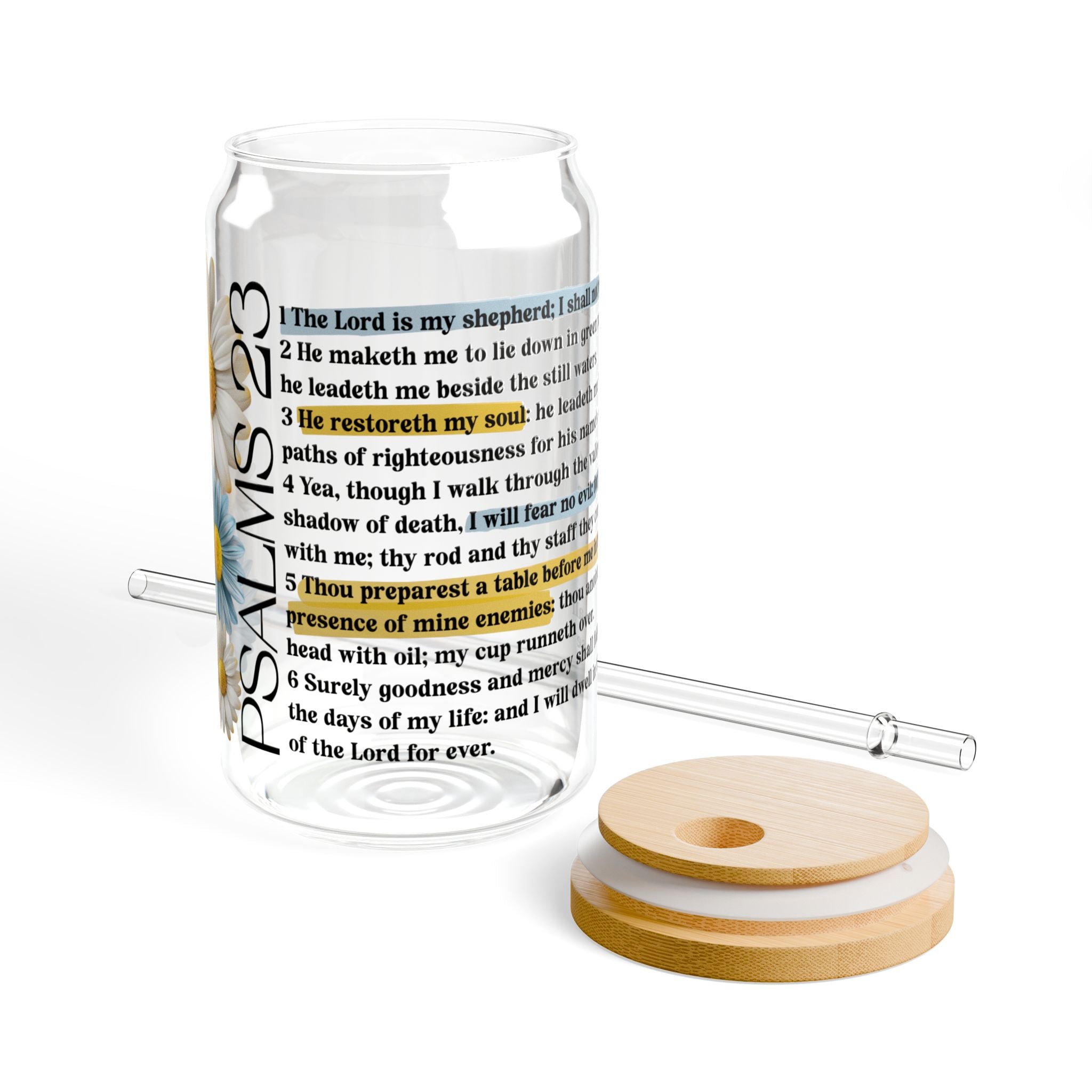 Psalm 23 Glass Can Tumbler