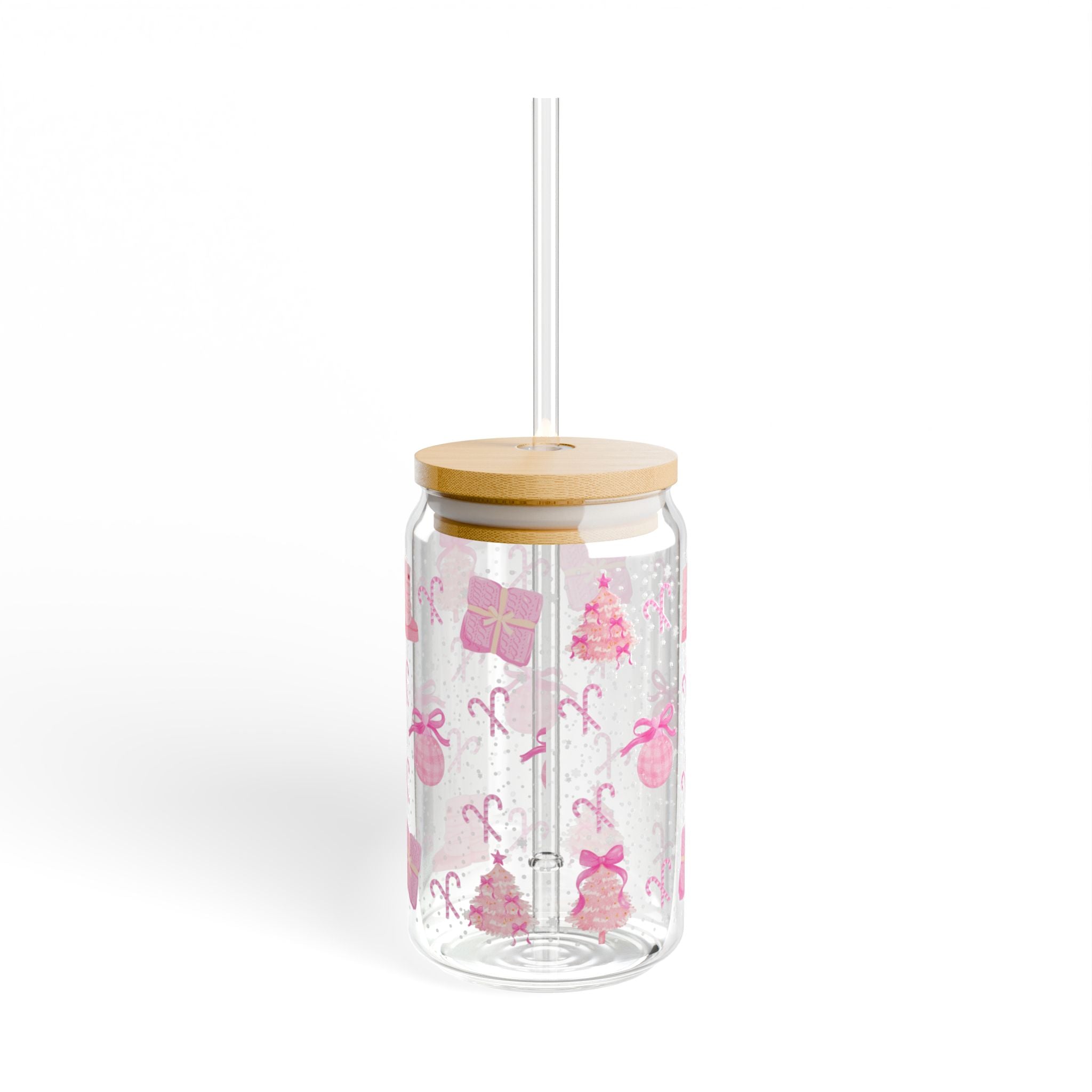 Pink Noel Glass Can Tumbler