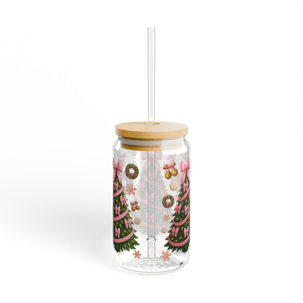 Cozy Pink Holiday Glass Can Tumbler