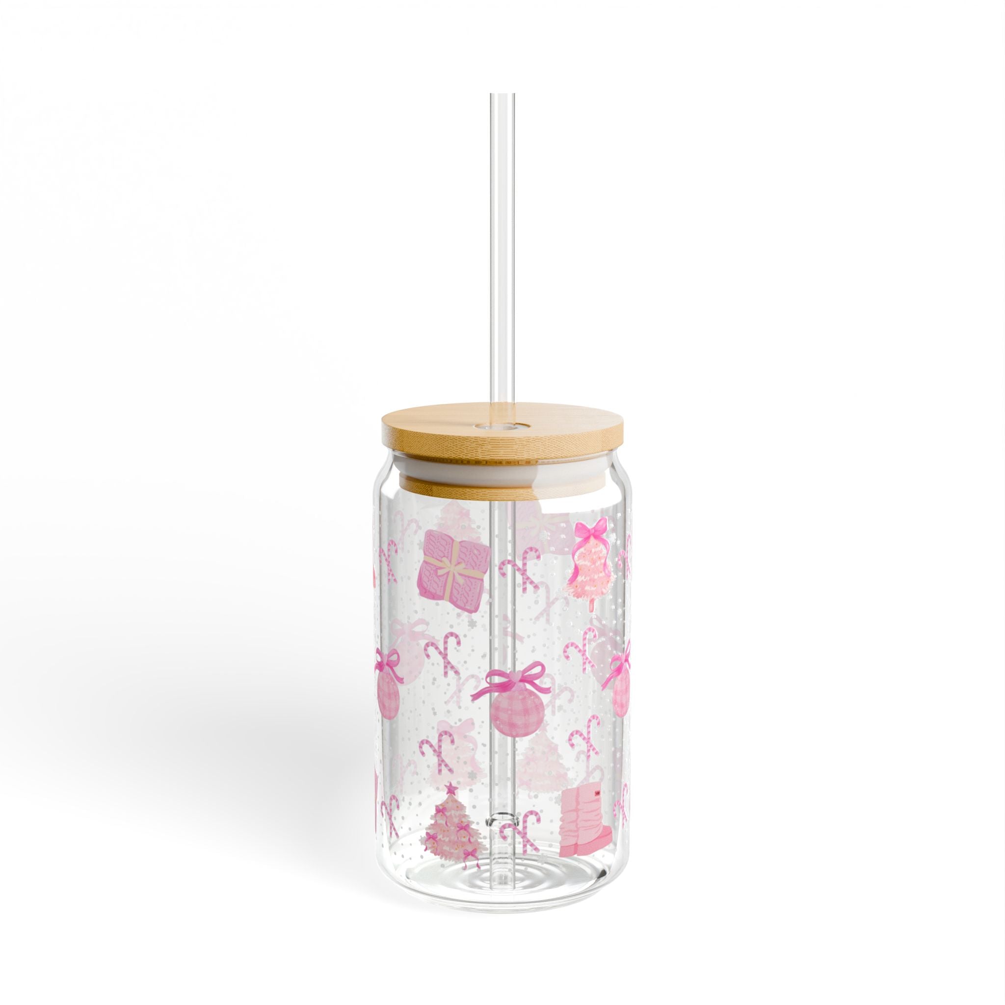 Pink Noel Glass Can Tumbler