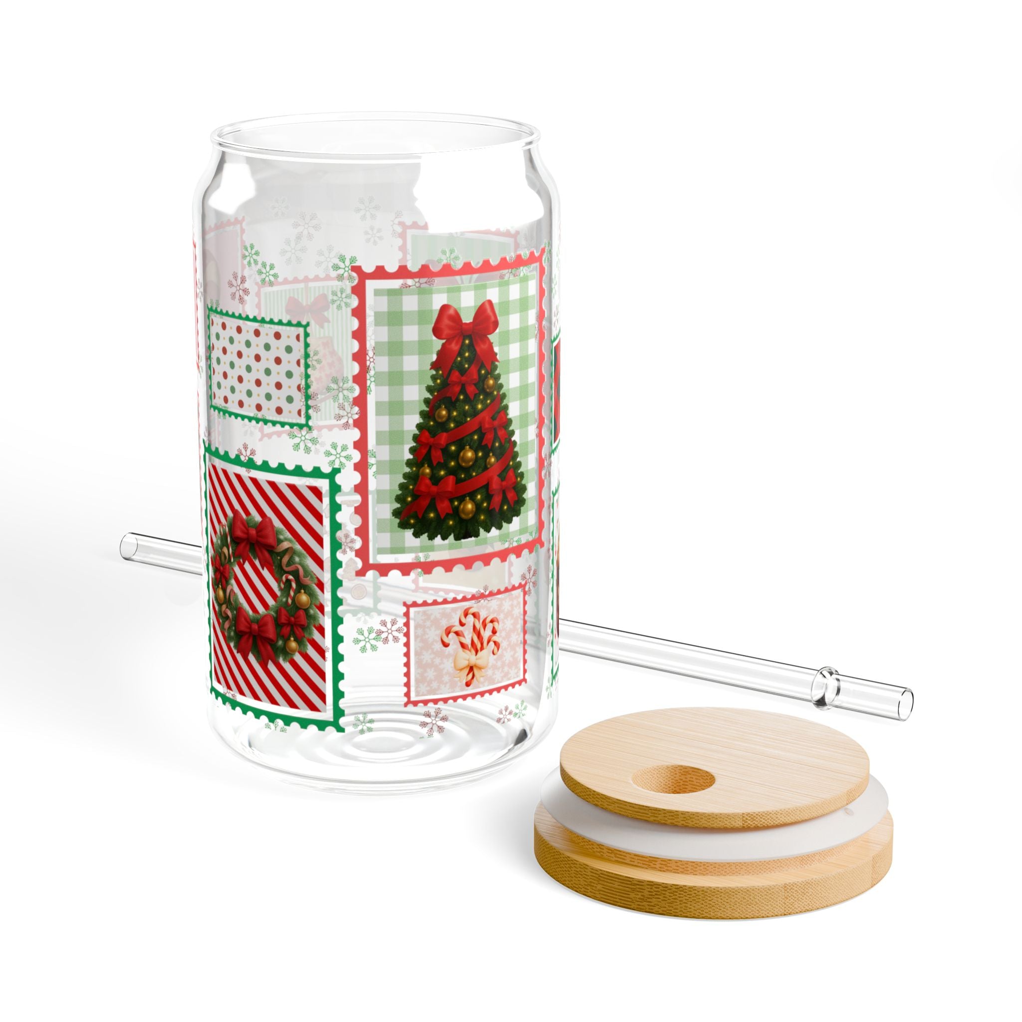 Holiday Cheer Glass Can Tumbler