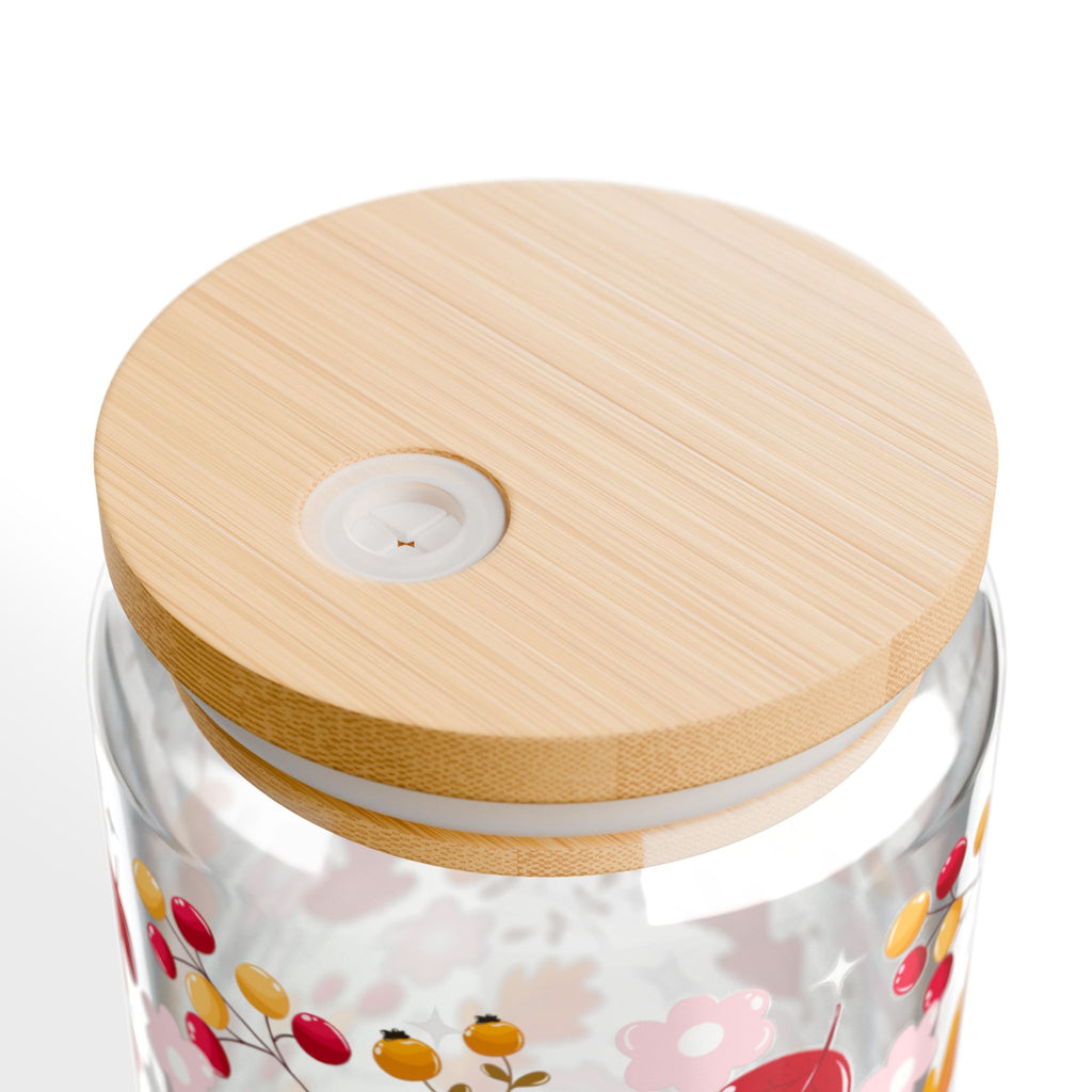 Autumn Bloom Glass Can Tumbler