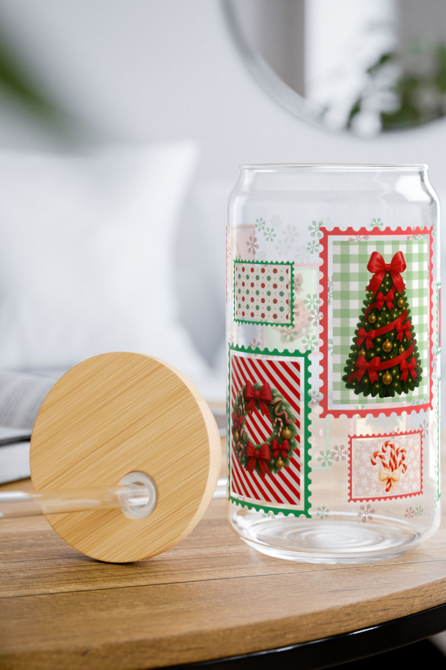 Holiday Cheer Glass Can Tumbler