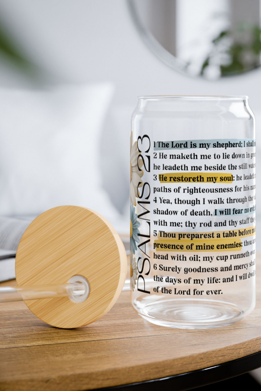 Psalm 23 Glass Can Tumbler